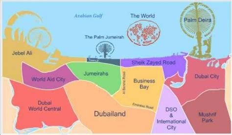 Map Of Dubai Neighborhood Surrounding Area And Suburbs Of Dubai