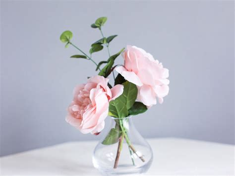 Blush Pink Roses And Eucalyptus In Our Mini Bud Vase Perfect Deluxebl Wedding Bouquet Fake
