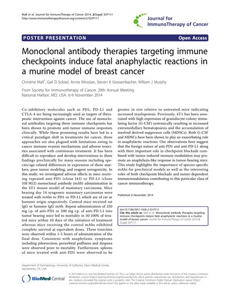 PDF Monoclonal Antibody Therapies Targeting Immune Checkpoints Induce