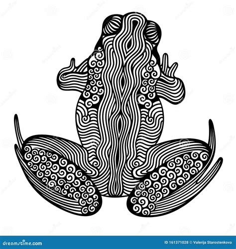 Vector Illustration Of Outline Decorative Stylized Zentangle Frog