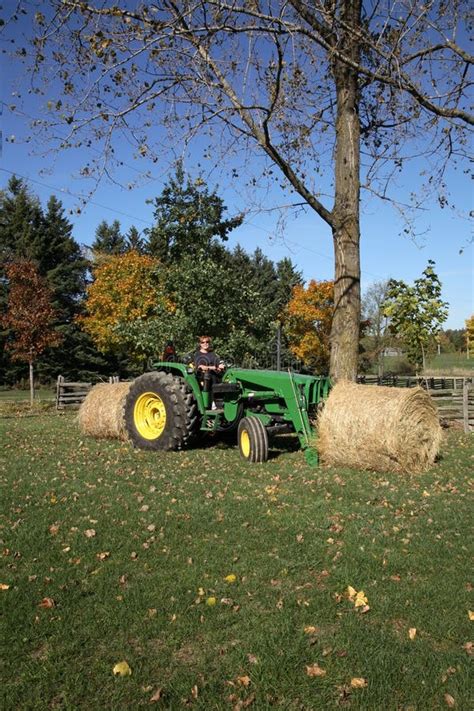 Tractor And Hay Bales Editorial Stock Image Image Of Autumn 3444684