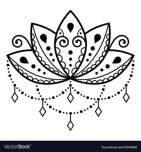 Lotus Flower Design Mehndi Henna Tattoo Royalty Free Vector