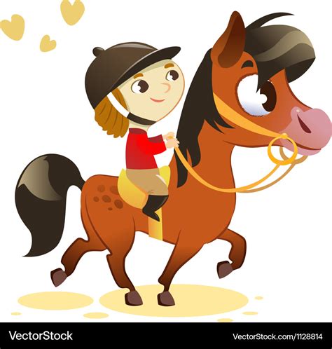 Child Riding Small Horse Royalty Free Vector Image
