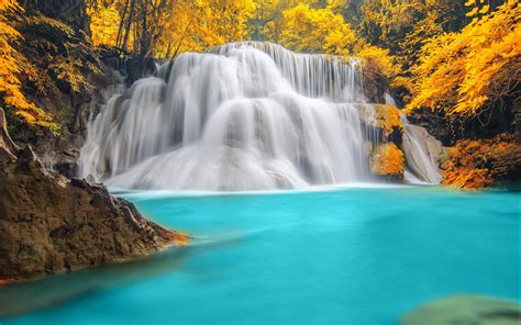 Waterfall river landscape nature waterfalls autumn wallpaper