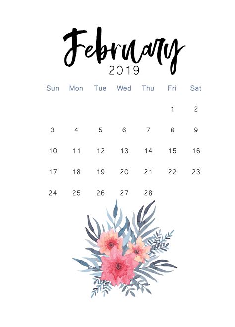 February 2019 Printable Calendar Calendar 2019 Printable Diy Calendar