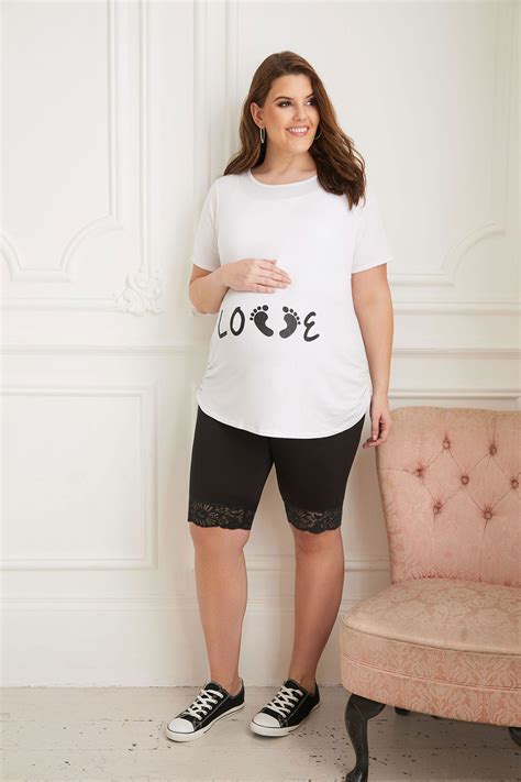 Bump It Up Maternity Black Cotton Elastane Legging Shorts Plus Size 16 To 30
