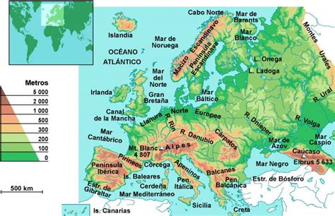 Relieve de Europa, de España y de las Islas