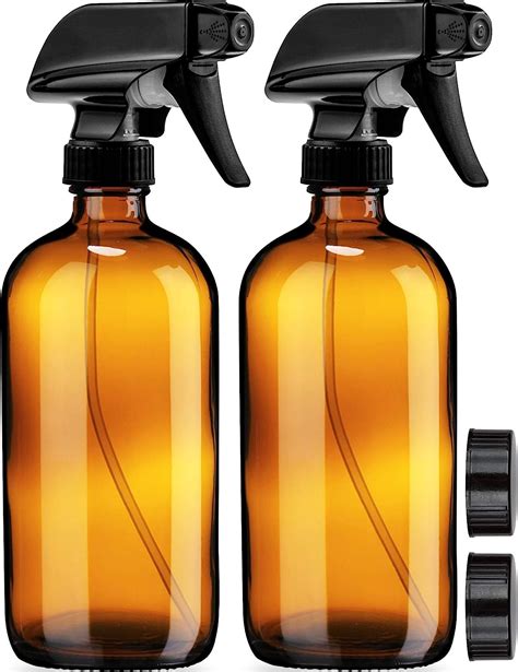 Empty Amber Glass Spray Bottles With Labels 2 Pack 500ml Refillable