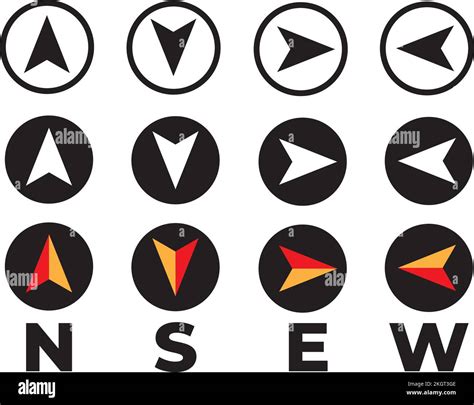 A Vector Compass Icon Set Of North South East And West Direction