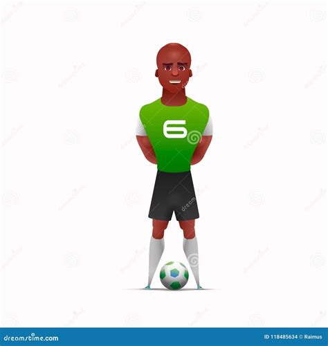 Design Character One African Soccer Player Man Playing Isolated On