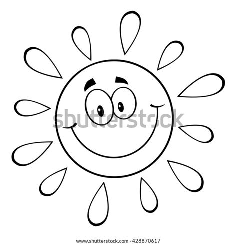 Black White Happy Sun Cartoon Mascot Stock Illustration 428870617