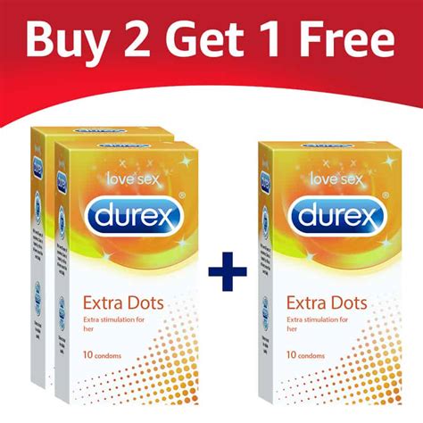Buy Durex Condoms Extra Dots 10 Pieces Buy 2 Get 1 Free Online