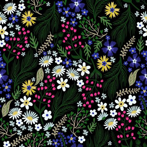 Seamless Floral Pattern With Cute Small Ditsy Flowers Vector