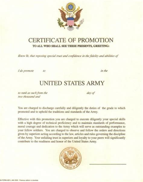 Officer Promotion Certificate Template Army Best Throughout