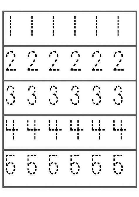 Number Tracing Worksheets 1 5