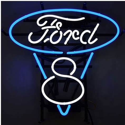Neonetics Ford V8 Blue And White Neon Sign