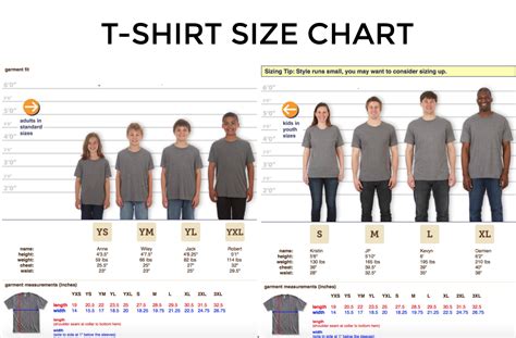 Youth Size Chart T Shirt