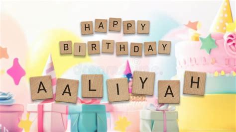 Happy Birthday Image For A Girl Named Aaliyah Stock Illustration
