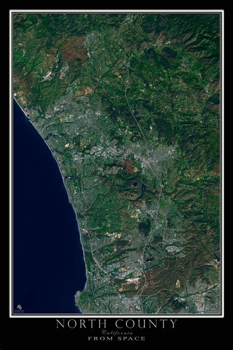 The North San Diego County California Satellite Poster Map California