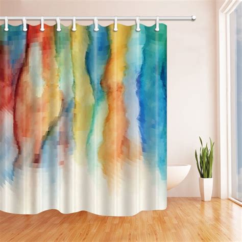 Watercolor Decor Shower Curtains Abstract Painitng With Mosaic