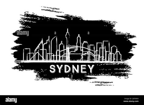 Sydney Australia City Skyline Silhouette Hand Drawn Sketch Business
