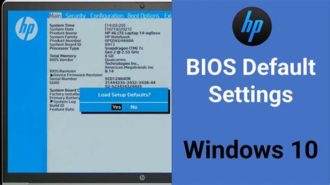 Restore Bios Default Settings In Windows10 Hp Bios Update Youtube