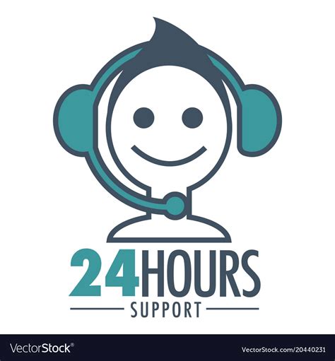 24 Hours Support Promotional Emblem With Man In Vector Image