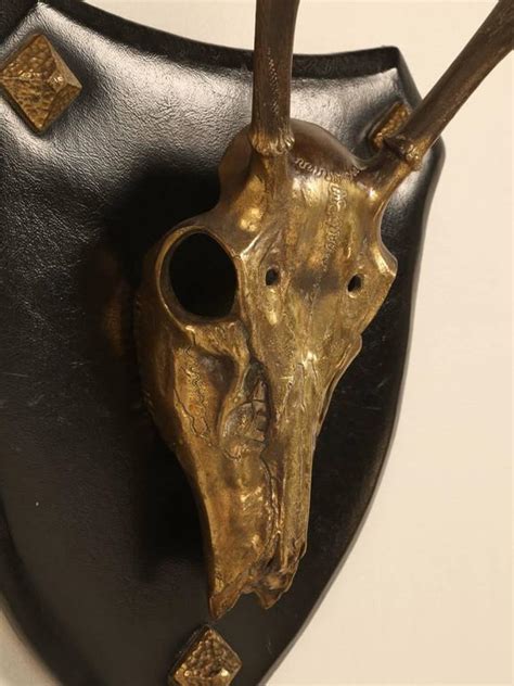 French Polished Brass Stag Skull At 1stdibs