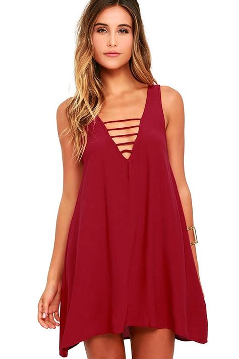 Sexy Swing Dress Wine Red Dress Strappy Dress 7100 Lulus