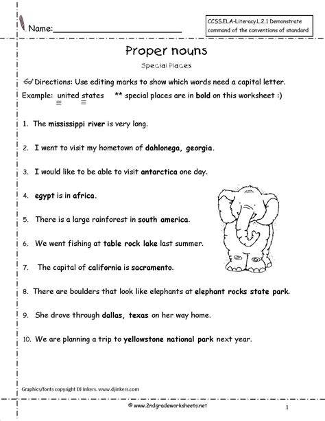Common And Proper Nouns Free Worksheets