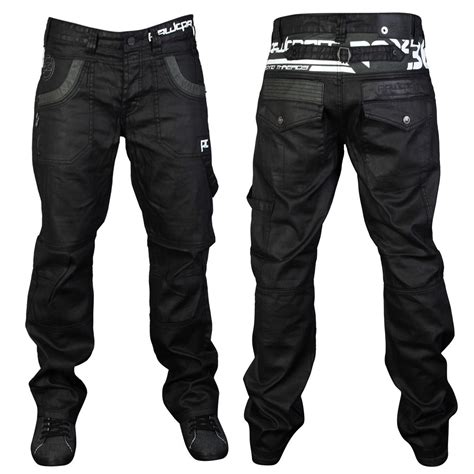 New Mens Coated Denim Rawcraft Burwood Tapered Fit Jeans All Waist And