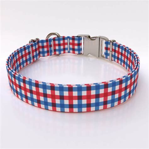 Southern Dawg Gingham Red And Blue Dog Collar Hot Dog Collars