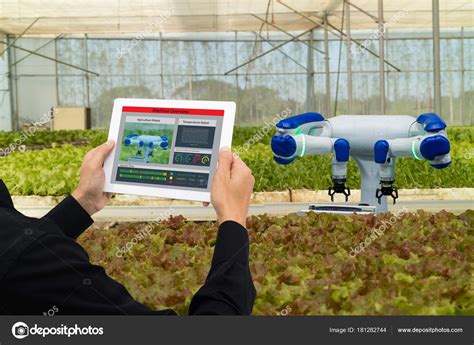 Iot Smart Industry Robot Agriculture Concept Industrial Agronomist