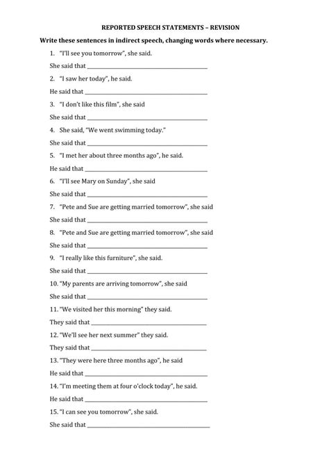 Exercicios De Reported Speech