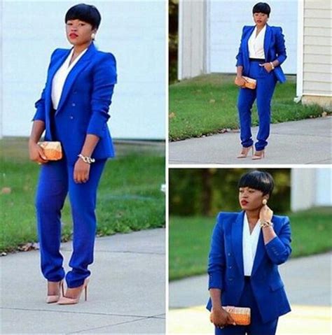 2020 Business Pant Suits For Women Plus Size Royal Blue Custom Made