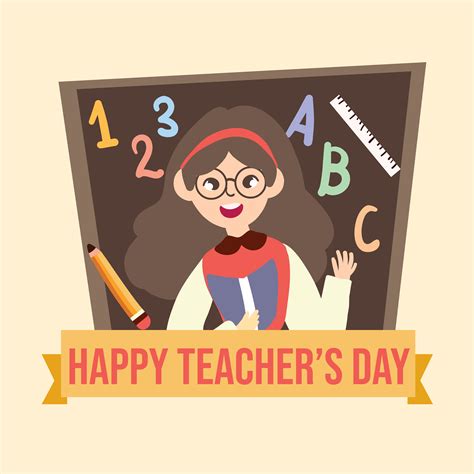 Happy Teachers Day Teacher Cartoon Illustration 672031 Vector Art At