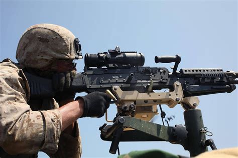 Marines With A Mounted M240g The Optic Is A Trijicon Acog Ta648 Mdo