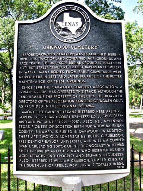Each christian denomination in oakwood, il has its own interpretation of the bible which. Oakwood Cemetery Waco Texas | Marker at cemetery entrace ...