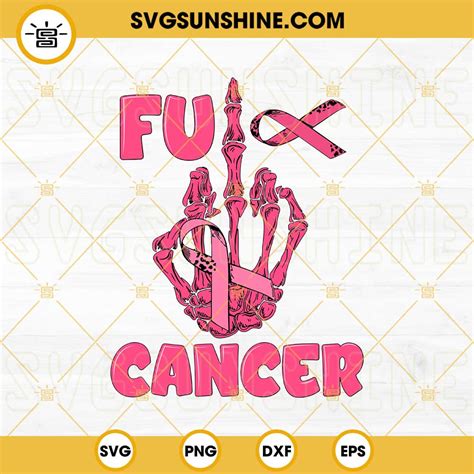 Fu Cancer Breast Cancer Svg Skull Hand Pink Ribbon Svg Breast Cancer