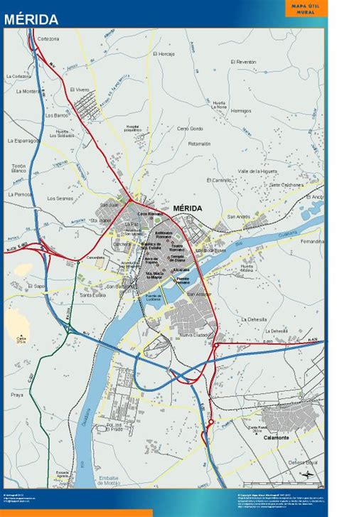 Mapa Mural Accesos Mérida Mapas España Y El Mundo