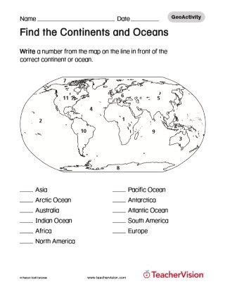 Continents And Oceans Worksheets Pdf - kidsworksheetfun