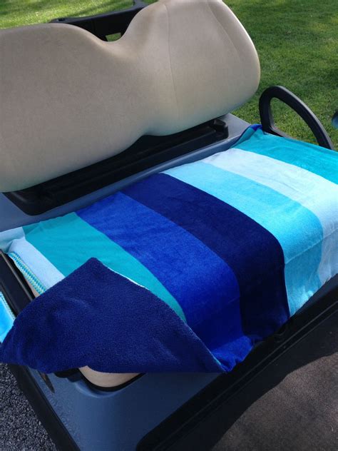 Wide Blue Stripe Terry Cloth Seat Cover Golf Cart Seat Covers Blue