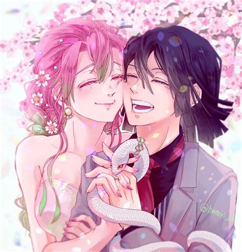 Mitsuri And Obanais Wedding Kimetsunoyaiba Anime Anime Kiss Anime Guys