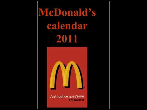 Mc Donalds Calendar2011
