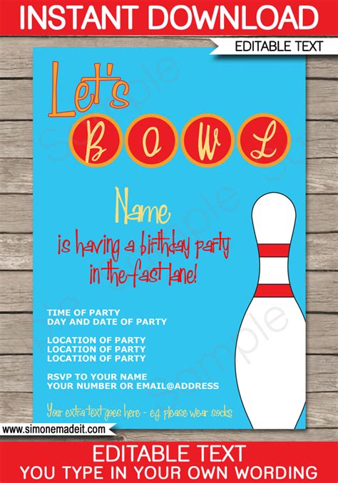 Bowling Invitation Template Bowling Party Invitations