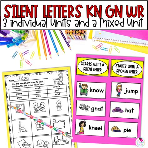 Silent Letters Kn Gn Wr Word Sorts Phonics Worksheets Made By