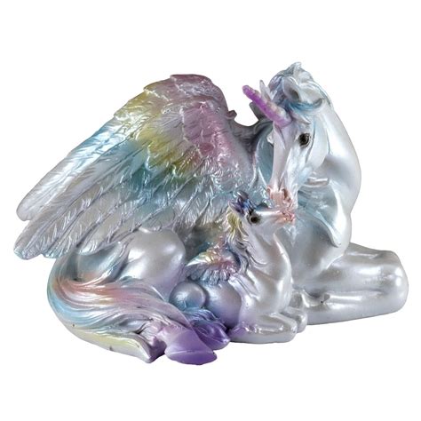 Everspring Unicorn Pegasus Figurine Mother And Baby Rainbow Accented