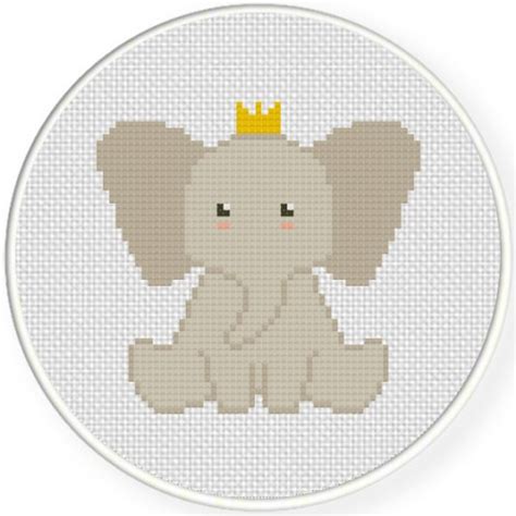 So here is a printable easy elephant cross stitch design for you to stitch. Elephant Prince Cross Stitch Pattern - Daily Cross Stitch
