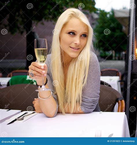 Beautiful Woman Drinking Champagne Stock Photography Image