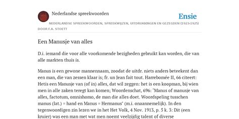 Een Manusje Van Alles De Betekenis Volgens Nederlandse Spreekwoorden